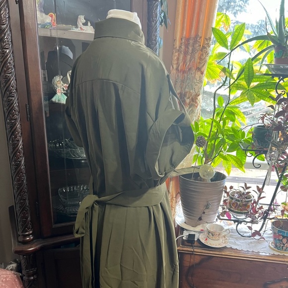 Long Green Button Dress - Picture 4 of 6